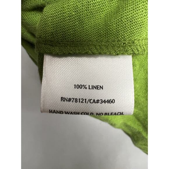 EILEEN FISHER 100% Linen Green Scoop Neck Short Sleeve T Shirt Top M - Picture 4 of 7